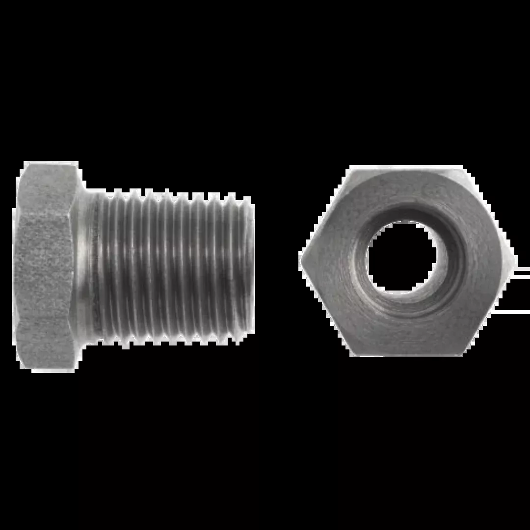 0404-04-02 : OneHydraulics Straight Steel Bored Adapter, 0.256 (-04) Bore Hole x 1/8-27 (-02) Male NPTF