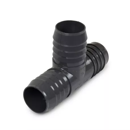 1-1/2″ Barbed Insert PVC Tee, Sch 40, Gray