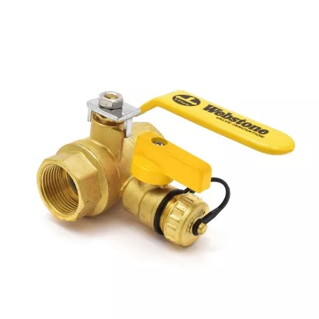 1″ NPT Threaded Brass Ball Valve w/ Hose Drain, Full Port