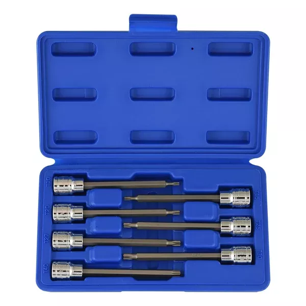3/8" Drive Extra Long Torx Bit 7pc Set 6pt Star Deep Socket Security Kit 10080a