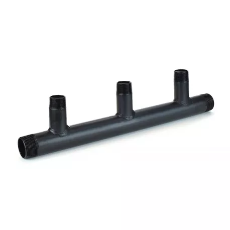(3-Branch) Boiler Header Manifold for Zoning, Radiant & Baseboard Heat, 1-1/4″ NPT Trunk x 3/4″ NPT Outlets