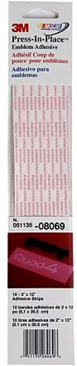 3M 08069 Press-In-Place Emblem Adhesive 2" x 12" 10/PackPK