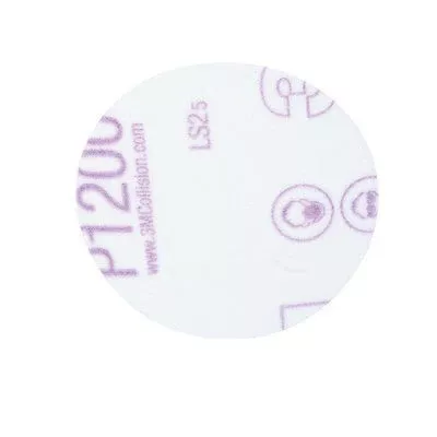 3M 0908 260L Series Abrasive Disc, 3 in Diameter, P1200 Grit, White, Hook-it Hook and Loop