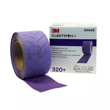 3M 34449 320+ Grade Cubitron II Hookit Clean Sanding Sheet 70 mm x 12 m Roll