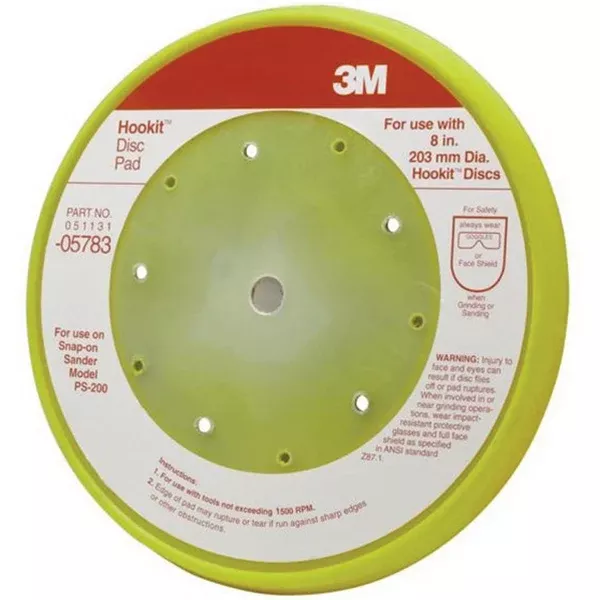 3M 5783 Disc Pad, 8 in Dia, 8 Holes, Hook-and-Loop Attachment