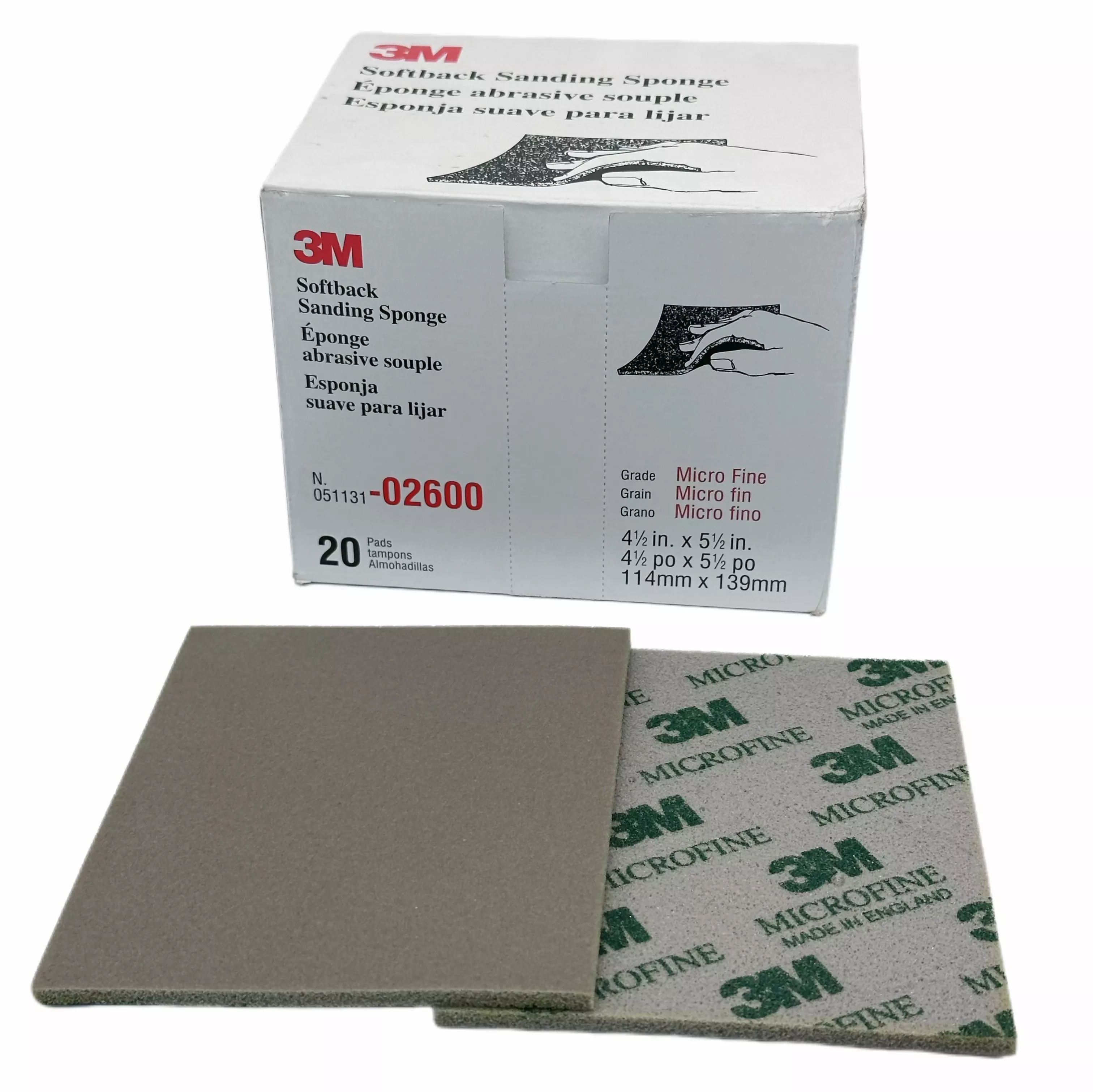 3M Softback Sanding Sponge 02600 4 1/2In x 5 1/2In (114MM*139MM)Micro