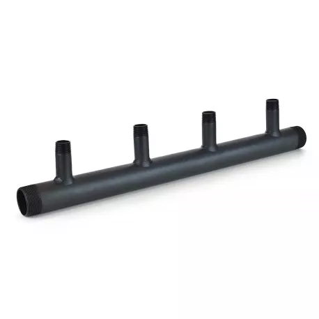 (4-Branch) Boiler Header Manifold for Zoning, Radiant & Baseboard Heat, 1-1/2″ NPT Trunk x 1″ NPT Outlets