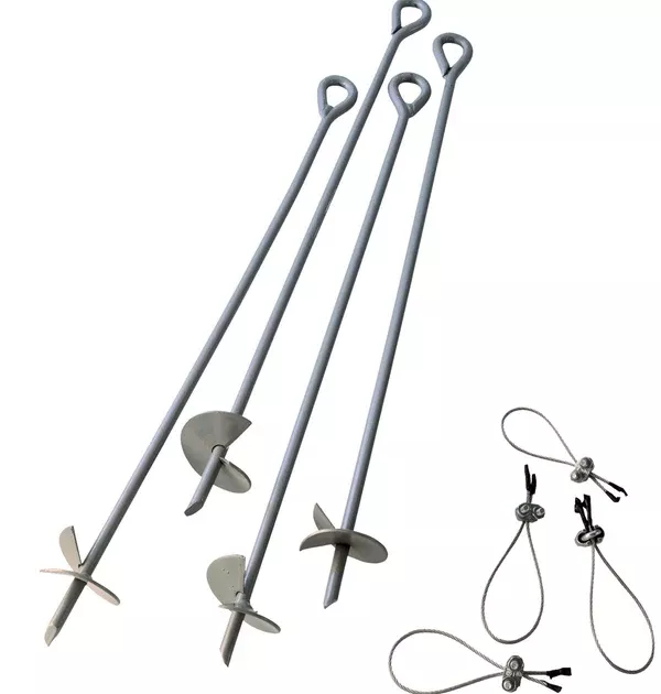 4pc 30″ Earth Auger Anchor Kit w/ 4 Clamp-on all steel