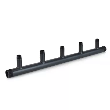 (5-Branch) Boiler Header Manifold for Zoning, Radiant & Baseboard Heat, 1-1/4″ NPT Trunk x 1″ NPT Outlets