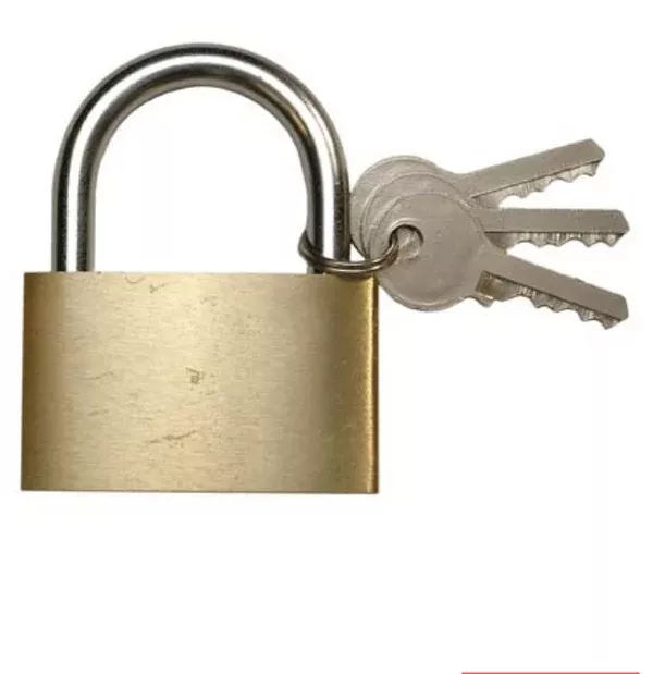 50mm Brass Latch Padlock Security Gym Guard Garage Locker Lock Set w/ Keys