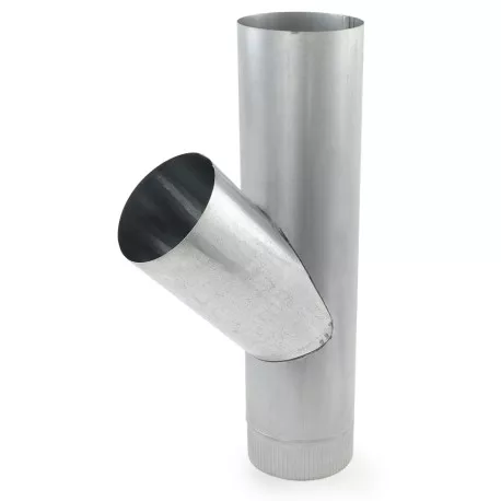 6″ Galvanized Flue Wye, 24″ Length, 24 GA