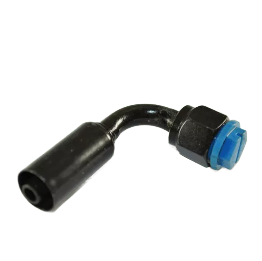 70R9496S – 90° Female O-Ring Steel Refrigerant Fitting No. 6 × Hose No. 6 (Reduced Bead Lock, No Port)