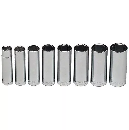 8 Pc 6 Point Deep Wright #410 Socket Set 1/2-15/16" (410WR)