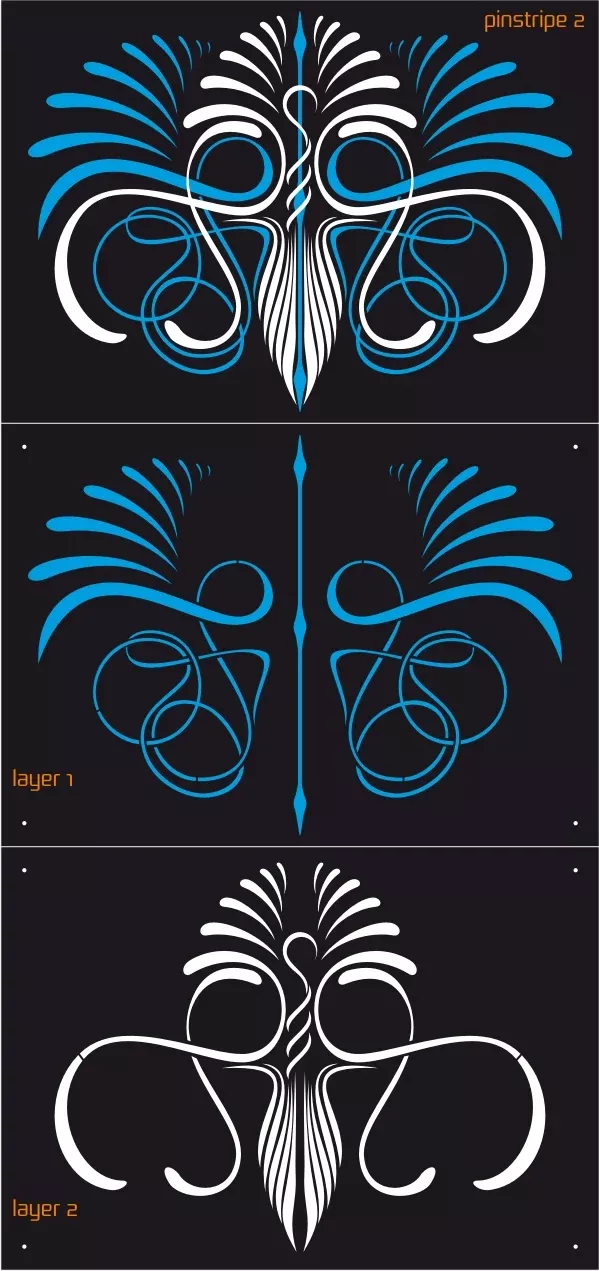 AEROSPACE 2 Layer Airbrush Stencil Set – Pinstripe 2