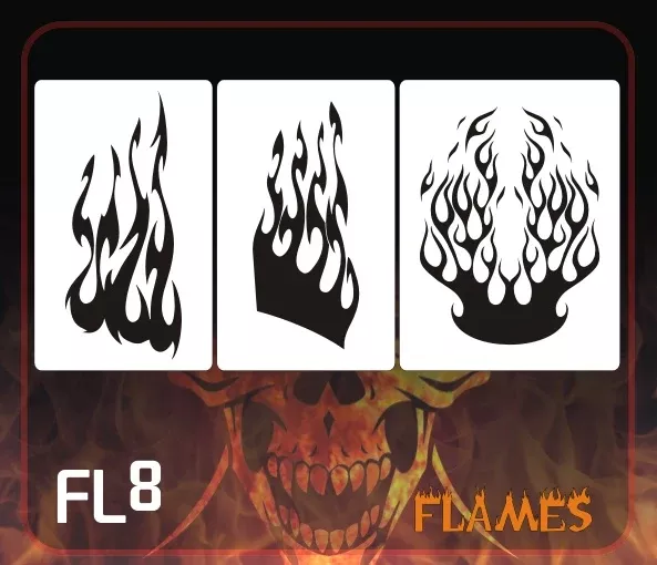 AEROSPACE Airbrush Stencil – FL8 ‘Flames Stencils’ Set of 3