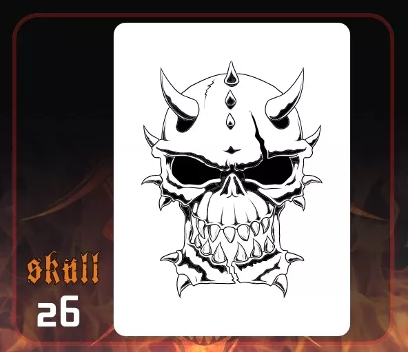 AEROSPACE Airbrush Stencil – Skull 26 – ‘Prickly Punk’