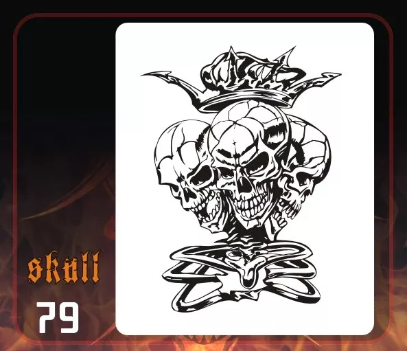 AEROSPACE Airbrush Stencil – Skull 79 – ‘Crowned Skulls’