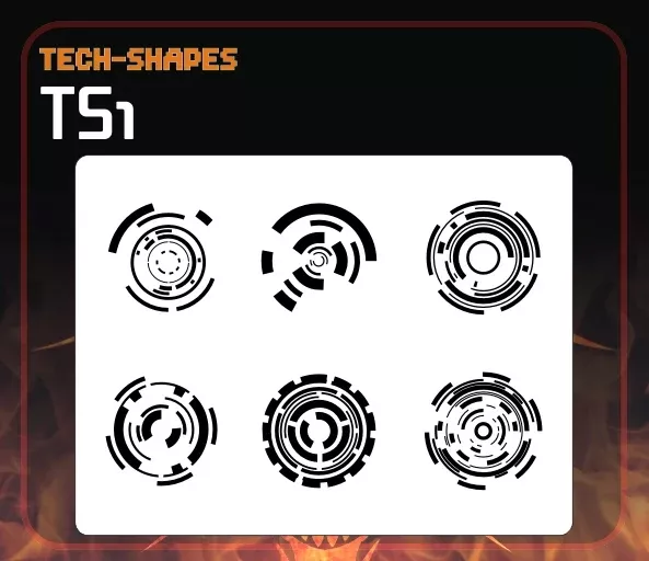 AEROSPACE Airbrush Stencil - TS1 - TECH-SHAPES 1