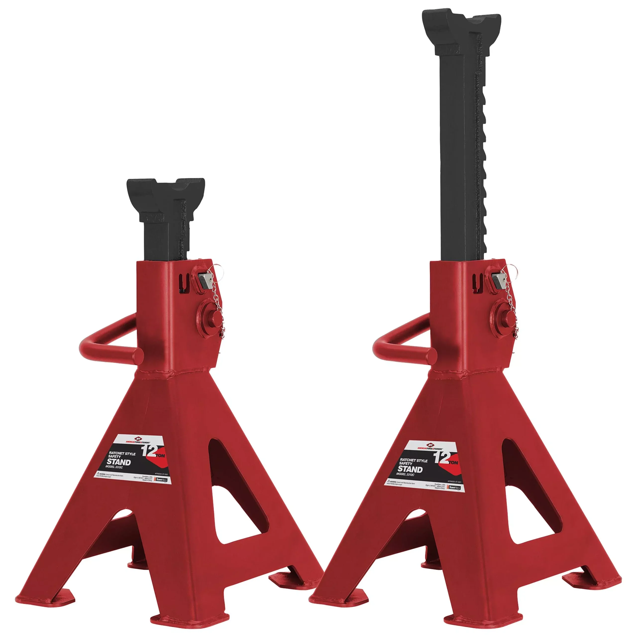 American Forge & Foundry AFF3312C 12-Ton Jack Stands w/Locking Pin (Pair)
