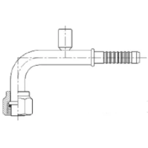 BT0-5035 90° Female O-Ring x Air-O-Crimp Hose Fitting with 13mm Metric Port – #12