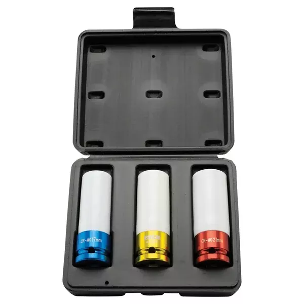 Esco 1/2″ Dr. Extra Deep Thin Wall Impact Socket Set, Metric (3pcs)