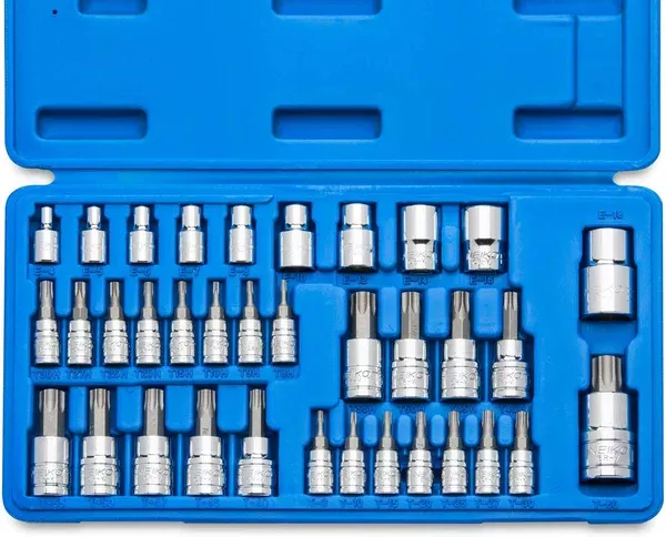 External Torx Socket Bit | 35pc E Tamper Proof Security Star Female 1/4 3/8 1/2