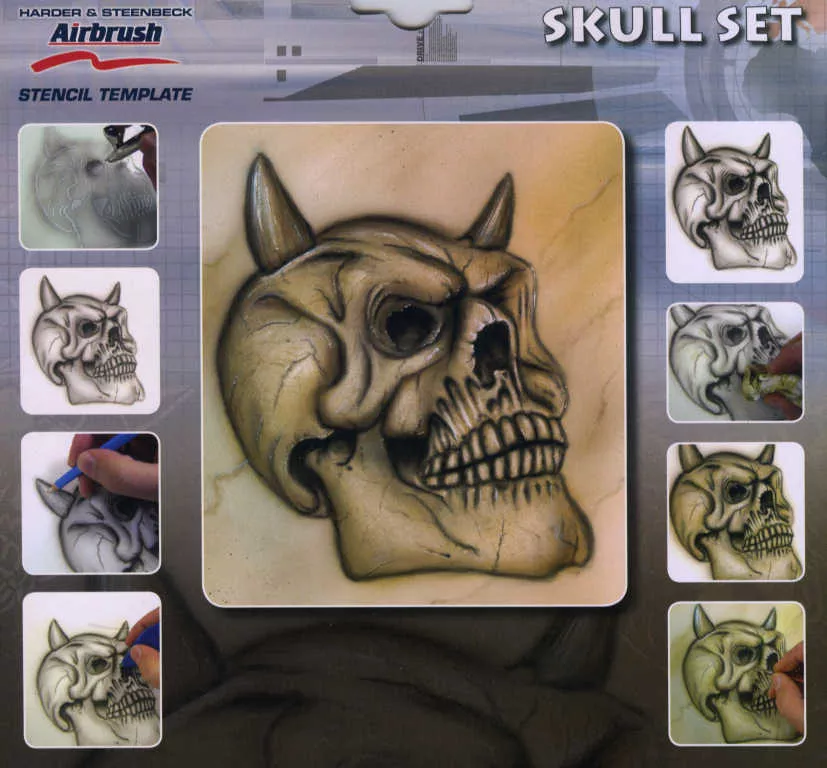 Harder Steenbeck ‘Skull Set’ Stencils with Step by Step Instructions 410135