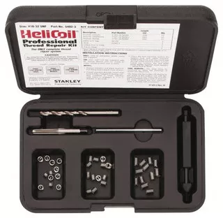 HeliCoil Screw Thread Insert Thread Repair Kit #5402-3, 10 - 32 UNF Threads, 0.285" Insert Length - 61-777-9