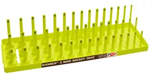 HR38083 HV Yellow 3/8" Dr. Metric 3 Row Multi Length Socket Holder