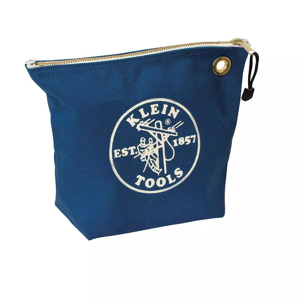 Klein Tools 5539BLU Zipper Bag, Canvas Consumables Tool Pouch, Blue