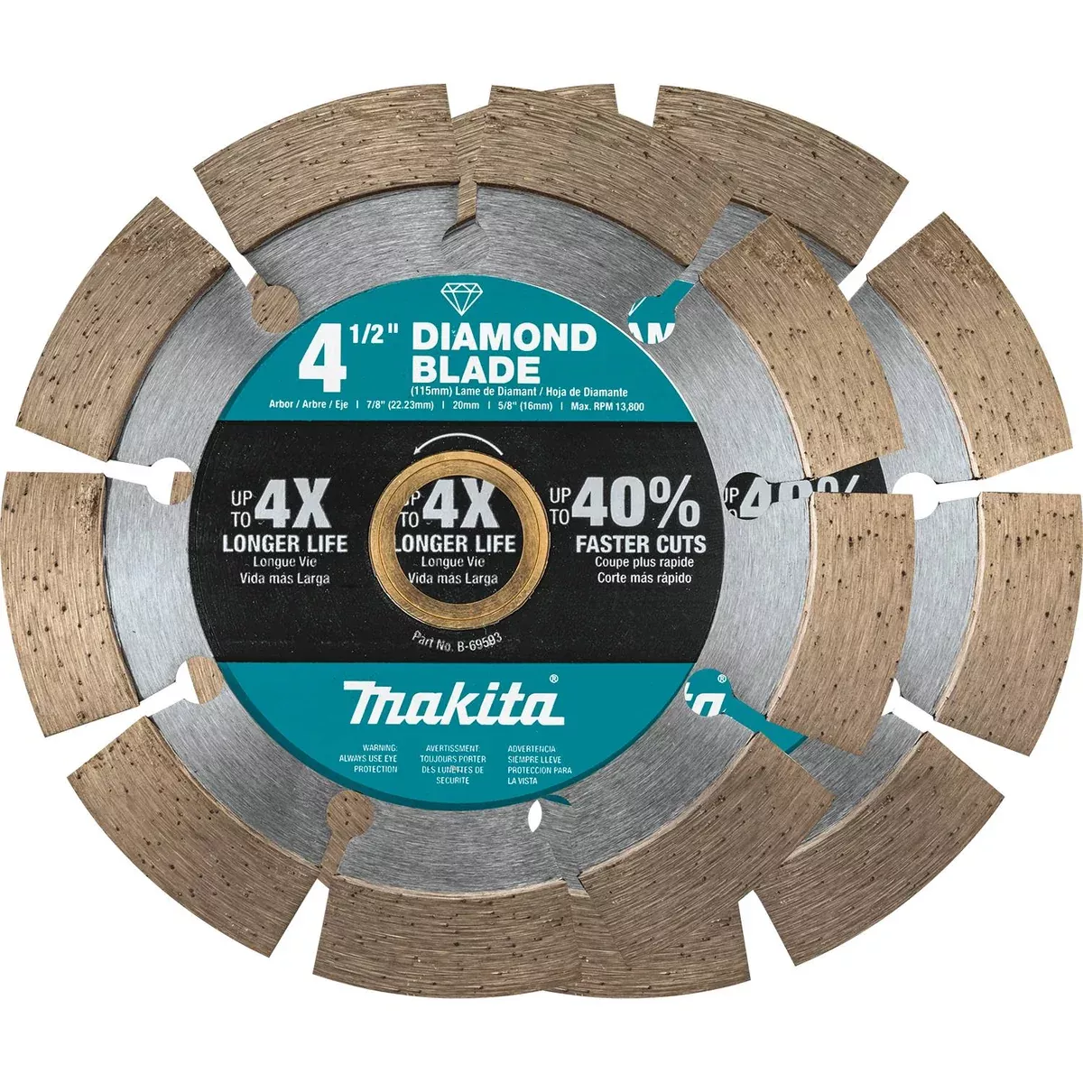 Makita (B-69602) 4-1/2" Diamond Blade, Segmented, General Purpose, 2/pk