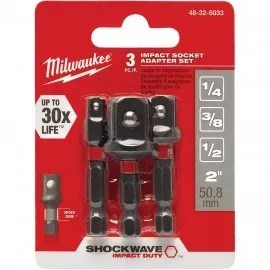 Milwaukee 48-32-5033 Impact Driver Socket Adapter Set, 3-piece, 1/4", 3/8", 1/2"