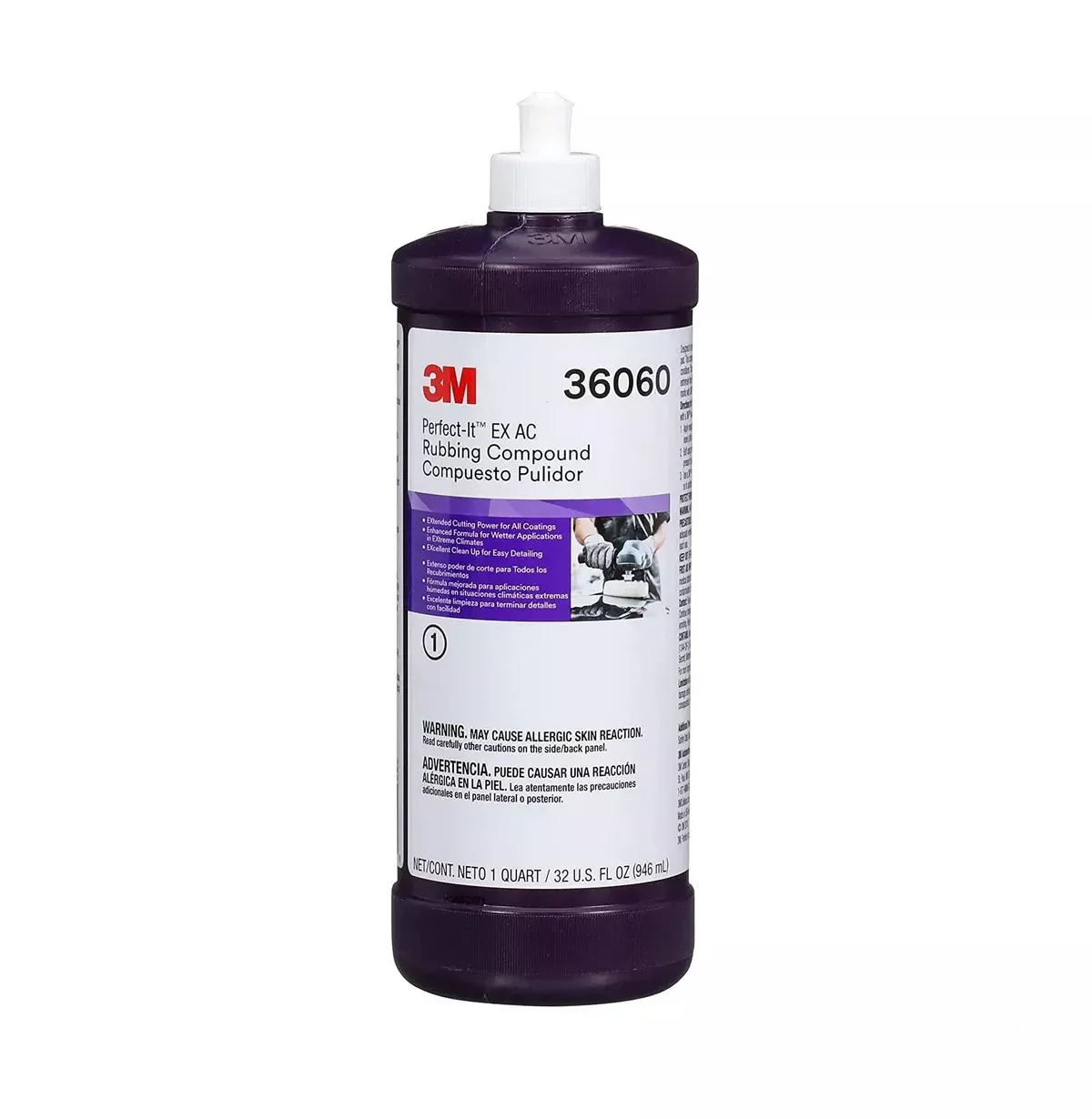 Perfect-It 36060 EX AC Rubbing Compound 1 qt White Liquid – Efficient Scratch Removal