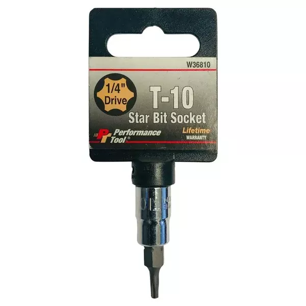 Performance Tool W36810 T-10 Star Bit Socket 1/4″ Dr.
