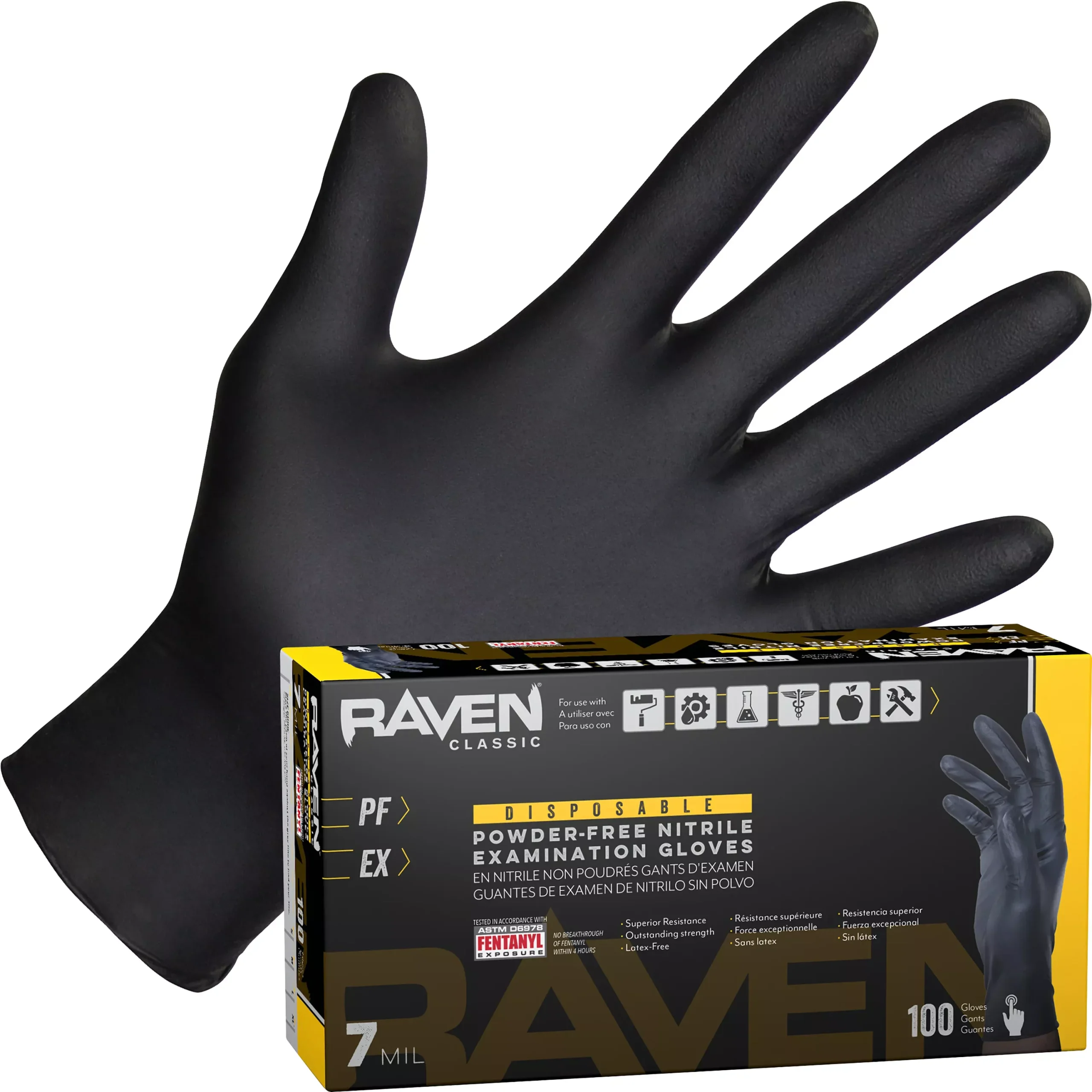 SAS 66517 Raven Powder-Free Nitrile Disposable Glove (5 Boxes of 100) – Medium