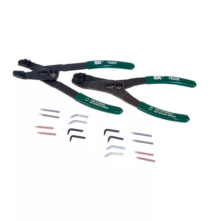 SK Tools 7622 2-Piece Snap Ring Pliers Set with 8 Tip Sets