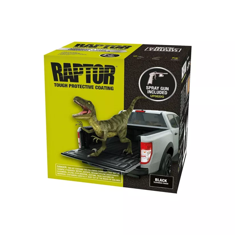 U-POL Raptor Kit 0820V - Black Low-VOC, 3:1 Mix, 125 sq-ft Coverage, 4 Bottles + Hardener