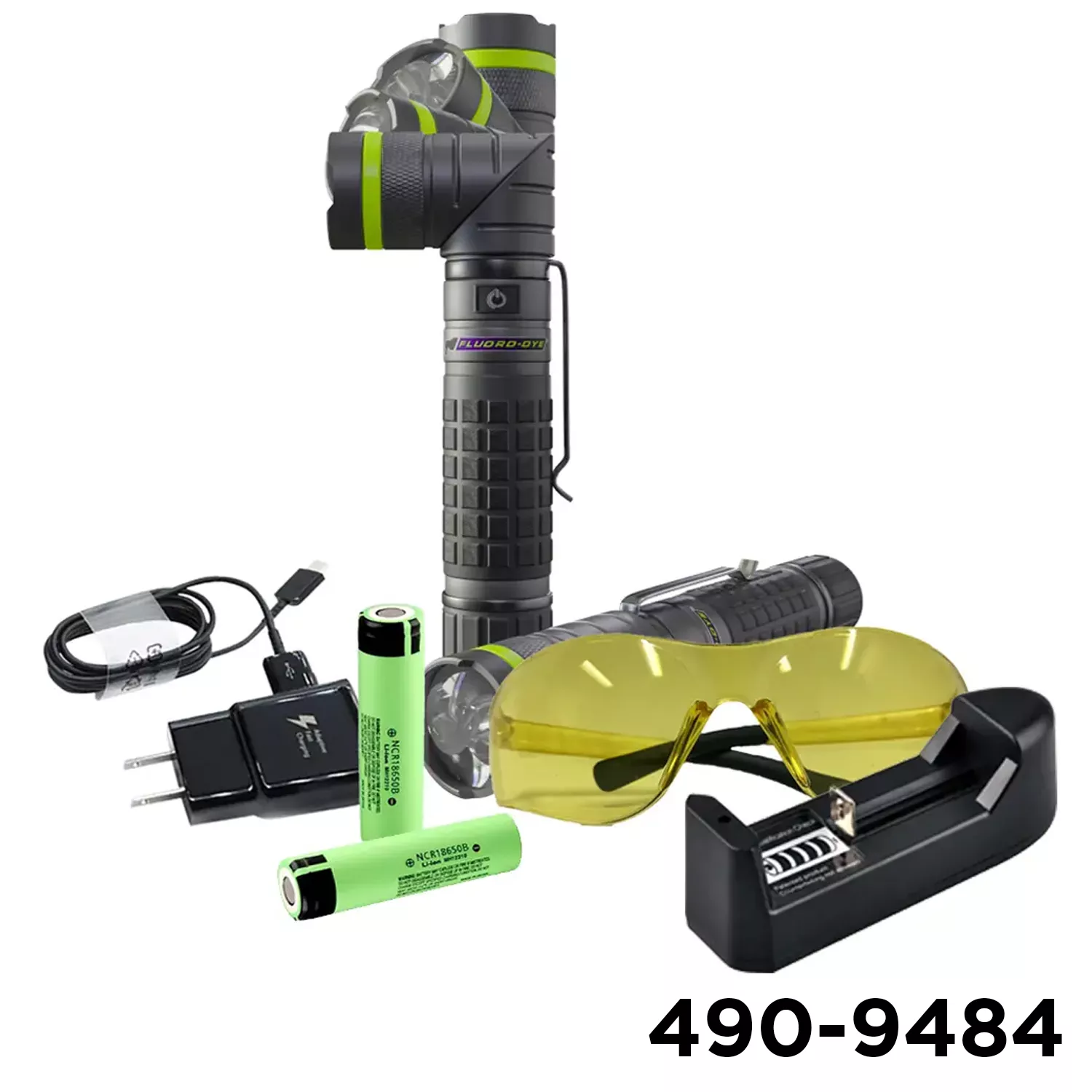 Versa Light 90 Degree Rechargeable High-Intensity UV Light & Flash Light With Battery, Charging Cable, Wall Charger& Safety Glasses